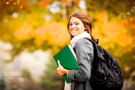 college student walking on campus