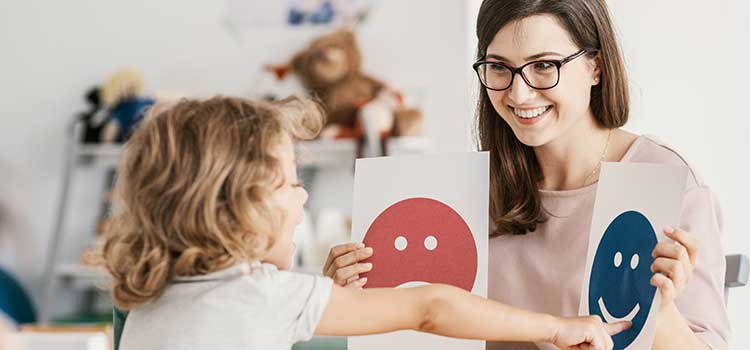 school psychologist works with young student