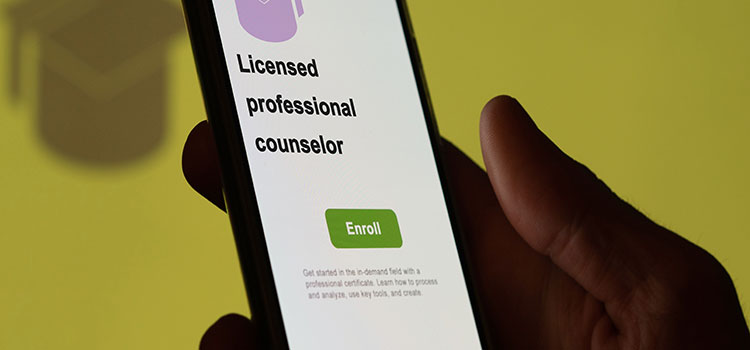 phone screen with licensed professional counselor site showing