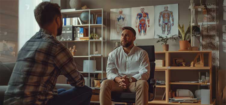 sport psychologist working with athlete having issues with his game