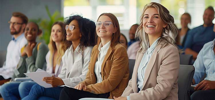 group of emotionally intelligent psychology students listening to lecture together